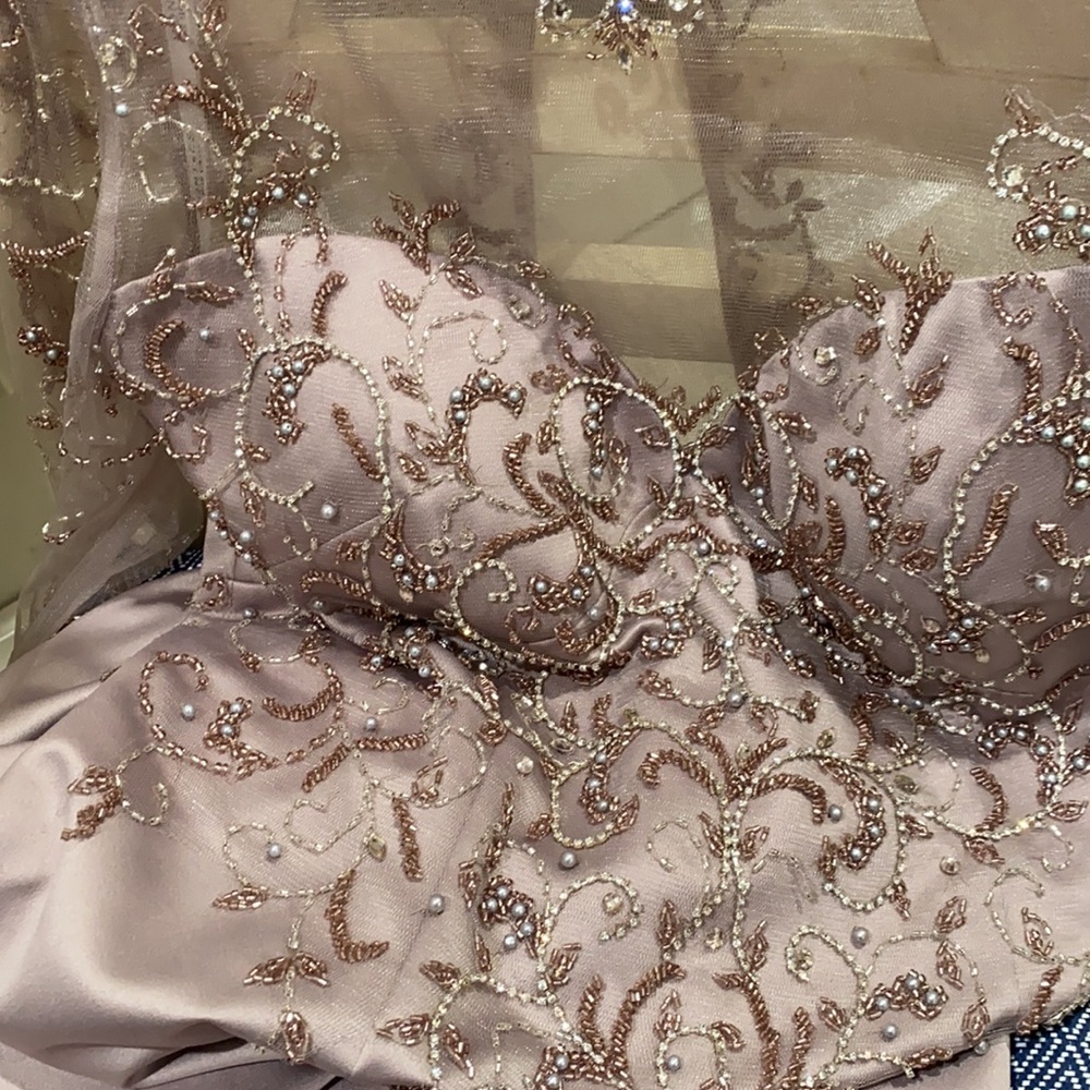 Montage by MonCheri 3/4 sleeves illusion hand beaded bodice gown - Picture 7 of 15